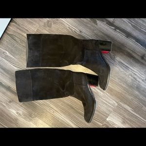 Christian Louboutin knee high suede boots (2 inch heel)
